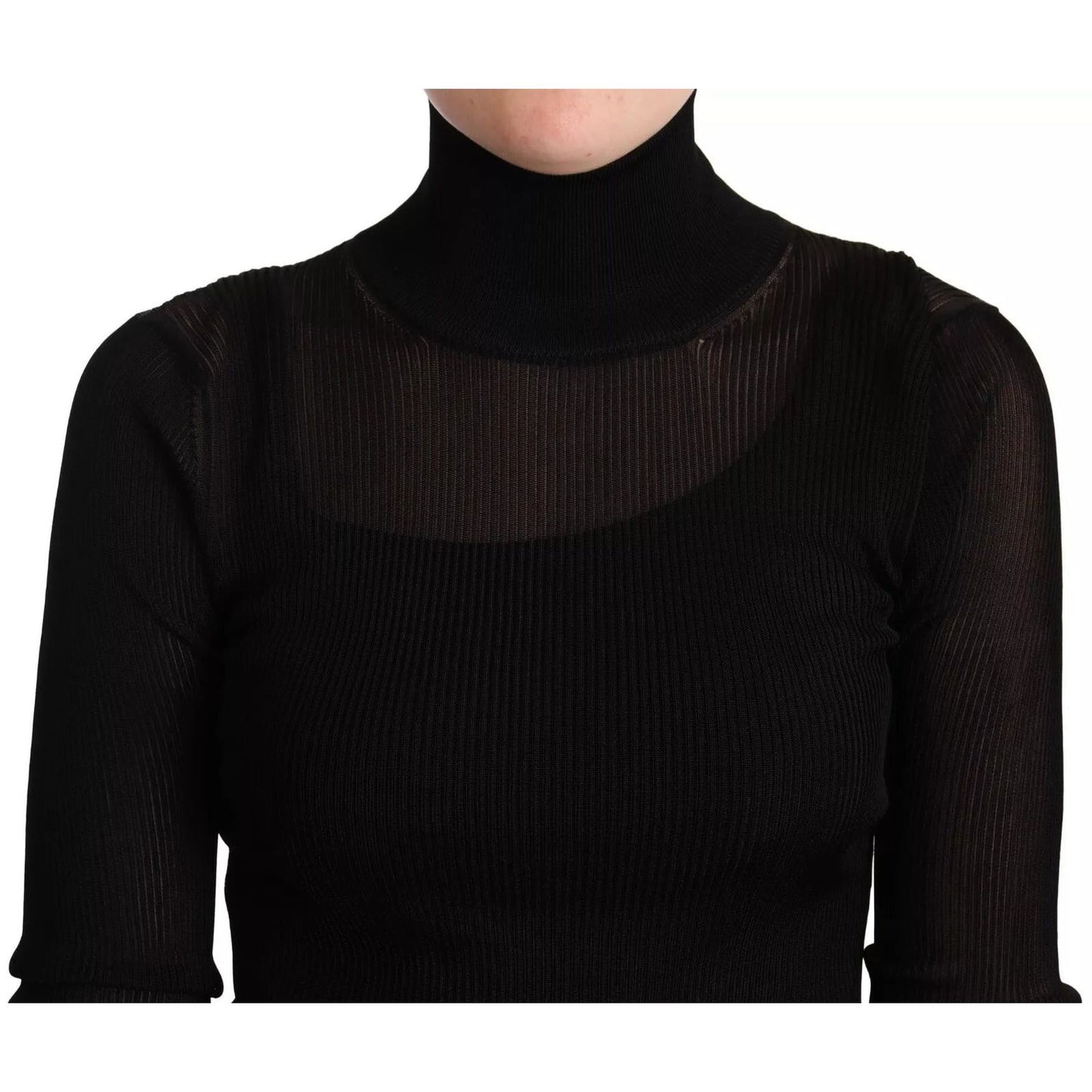 Dolce & Gabbana Black Turtleneck Form Fitting Pullover Sweater TSH6859-44