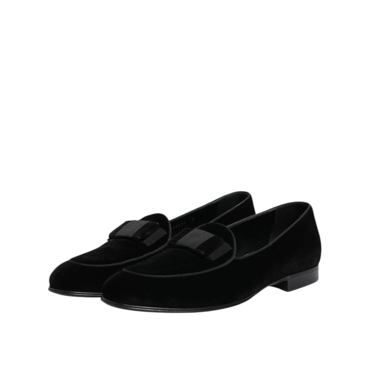 Dolce & Gabbana Black Velvet Loafers Formal Men Dress Shoes MV7672-42