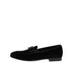 Dolce & Gabbana Black Velvet Loafers Formal Men Dress Shoes MV7672-42