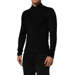 Dolce & Gabbana Black Viscose Turtle Neck Pullover Sweater, sleek design with zipper closure for a refined look.