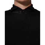 Dolce & Gabbana Black Viscose Turtle Neck Pullover Sweater with half zipper closure, luxurious design, crafted for a sleek, comfortable fit.