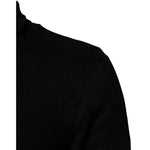 Dolce & Gabbana Black Viscose Turtle Neck Pullover Sweater close-up stitching detail.