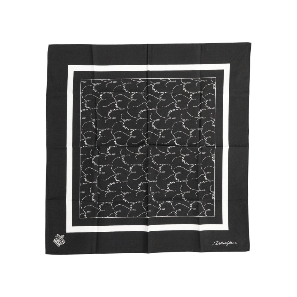 Dolce & Gabbana Black White Printed Square Men Foulard Scarf MS7515