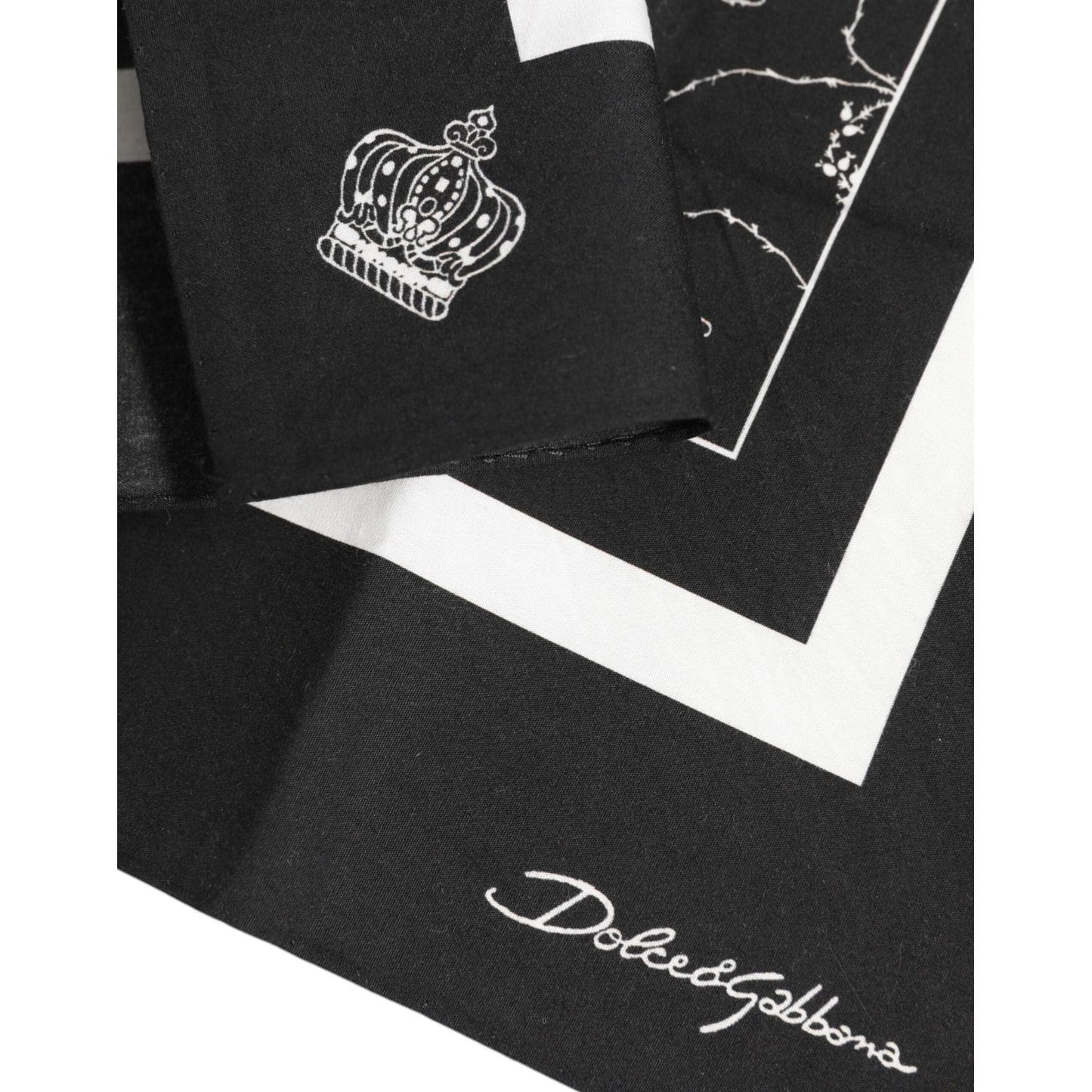 Dolce & Gabbana Black White Printed Square Men Foulard Scarf MS7515