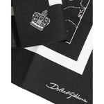 Dolce & Gabbana Black White Printed Square Men Foulard Scarf MS7515