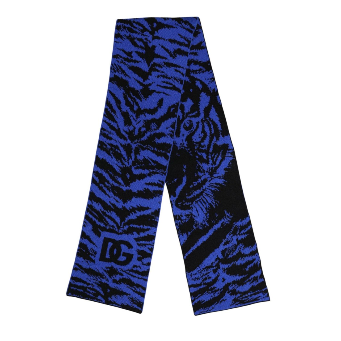 Dolce & Gabbana Blue Black Logo Neck Warmer Wrap Shawl Scarf MS7452