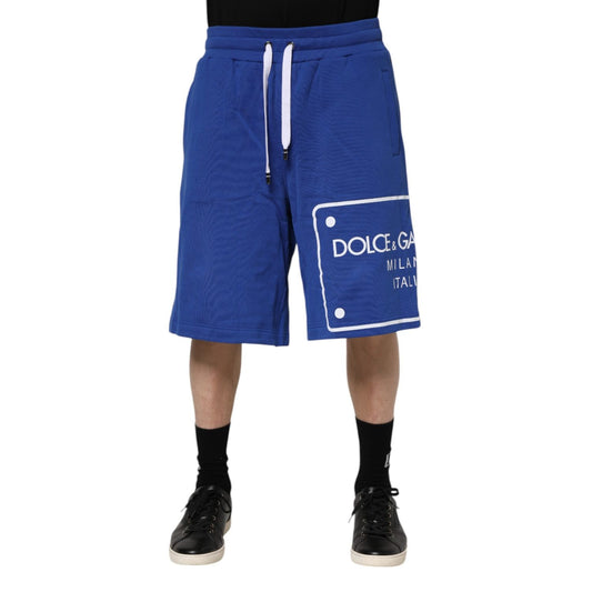 Dolce & Gabbana Blue Logo Cotton Bermuda Sweatshorts Shorts