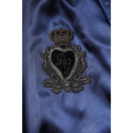 Dolce & Gabbana Blue Nylon DG Crown Full Zip Bomber Jacket JKT41597
