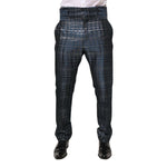 Dolce & Gabbana Blue Silver Shiny Silk Skinny Men Trouser Pants