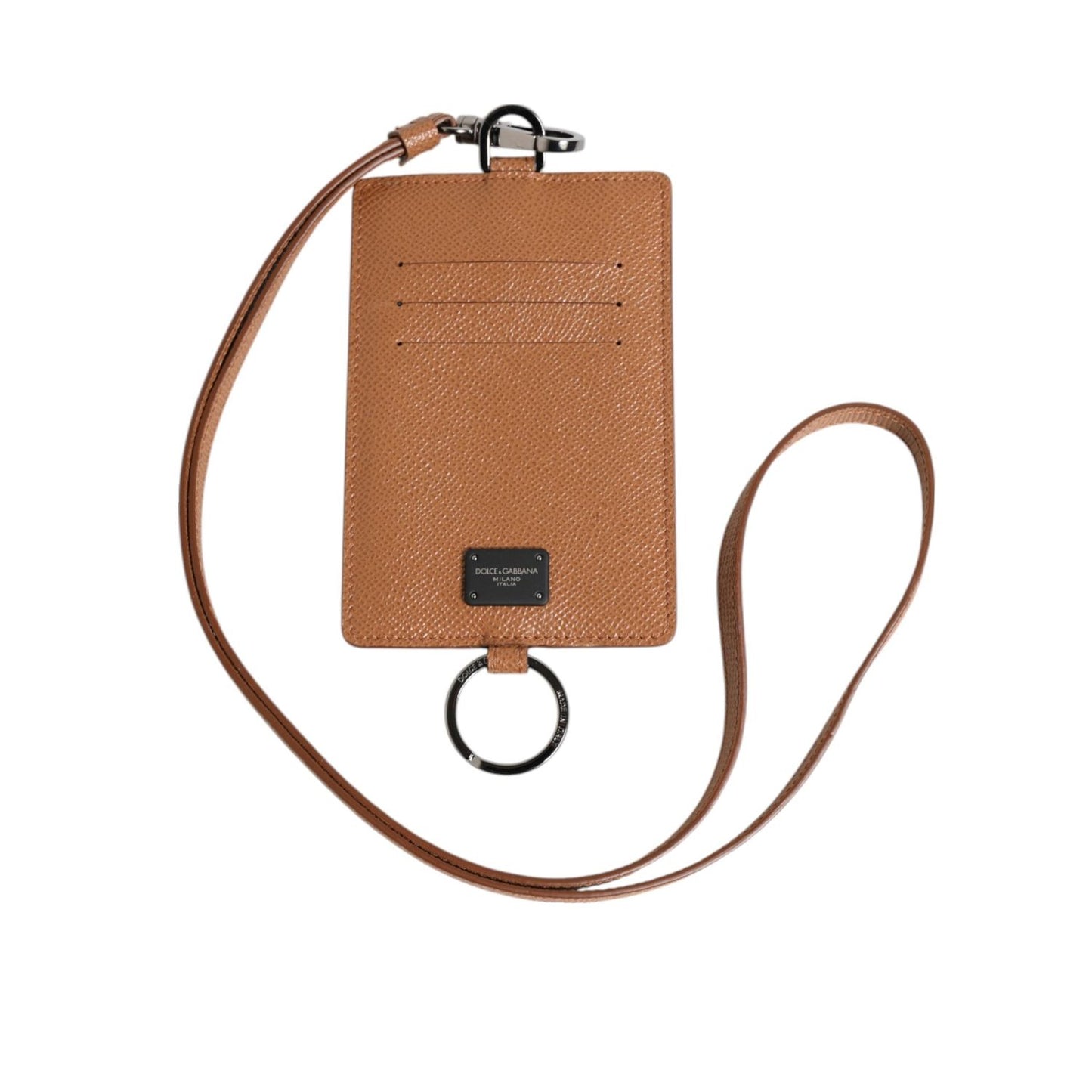 Dolce & Gabbana Dark Brown Leather Lanyard Logo Card Holder Men Wallet SMY11039