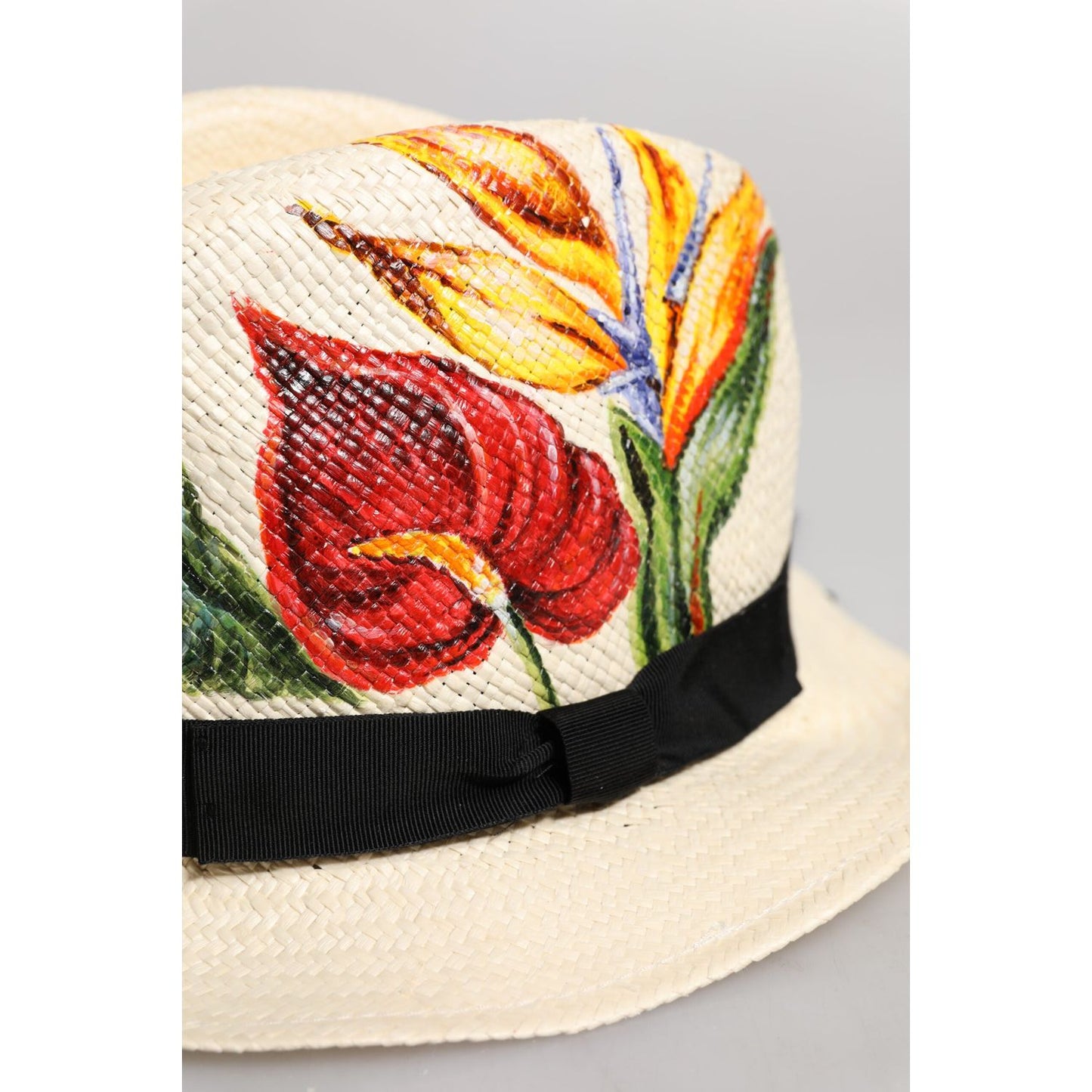 Dolce & Gabbana Dolce & Gabbana Beige Floral Print Straw Wide Brim Fedora Hat HAT9694-57 1728,57 cm|S,58 cm|M,59 cm|L,67345645728,Accessories,Beige,Dolce & Gabbana,Hats & Caps - Men - Accessories,Material: 100% Straw,Men,Men - Accessories,New with tags