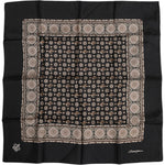 Dolce & Gabbana Black Brown Patterned Square Foulard Scarf 1728,67345645728,Accessories,Black and Brown,Dolce & Gabbana,Material: 100% Silk,Men,Men - Accessories,Preowned / Defect,Scarves - Men - Accessories Dolce & Gabbana MS7262