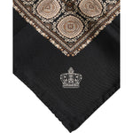 Dolce & Gabbana Black Brown Patterned Square Foulard Scarf 1728,67345645728,Accessories,Black and Brown,Dolce & Gabbana,Material: 100% Silk,Men,Men - Accessories,Preowned / Defect,Scarves - Men - Accessories Dolce & Gabbana MS7262