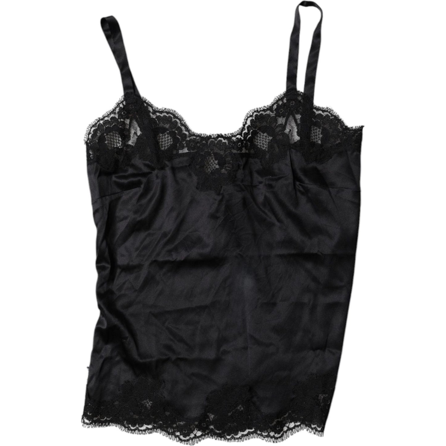 Dolce & Gabbana Black Lace Silk Blend Camisole Top Underwear