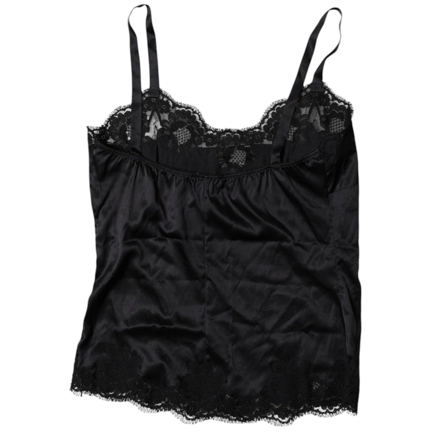 Dolce & Gabbana Black Lace Silk Blend Camisole Top Underwear