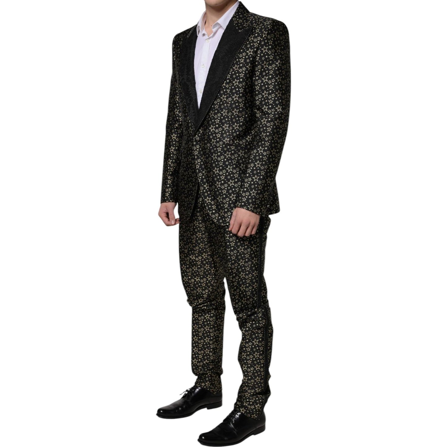 Dolce & Gabbana Black Stars Jacquard SICILIA 2 Piece Suit 1728,67345645728,Black,Dolce & Gabbana,IT44 | XS,IT46 | S,IT50 | L,IT52 | XL,Material: 72% Polyester 14% Metallized Fiber 9% Nylon 5% Acetate,Men,New with tags,Suits - Men - Clothing Dolce & Gabban