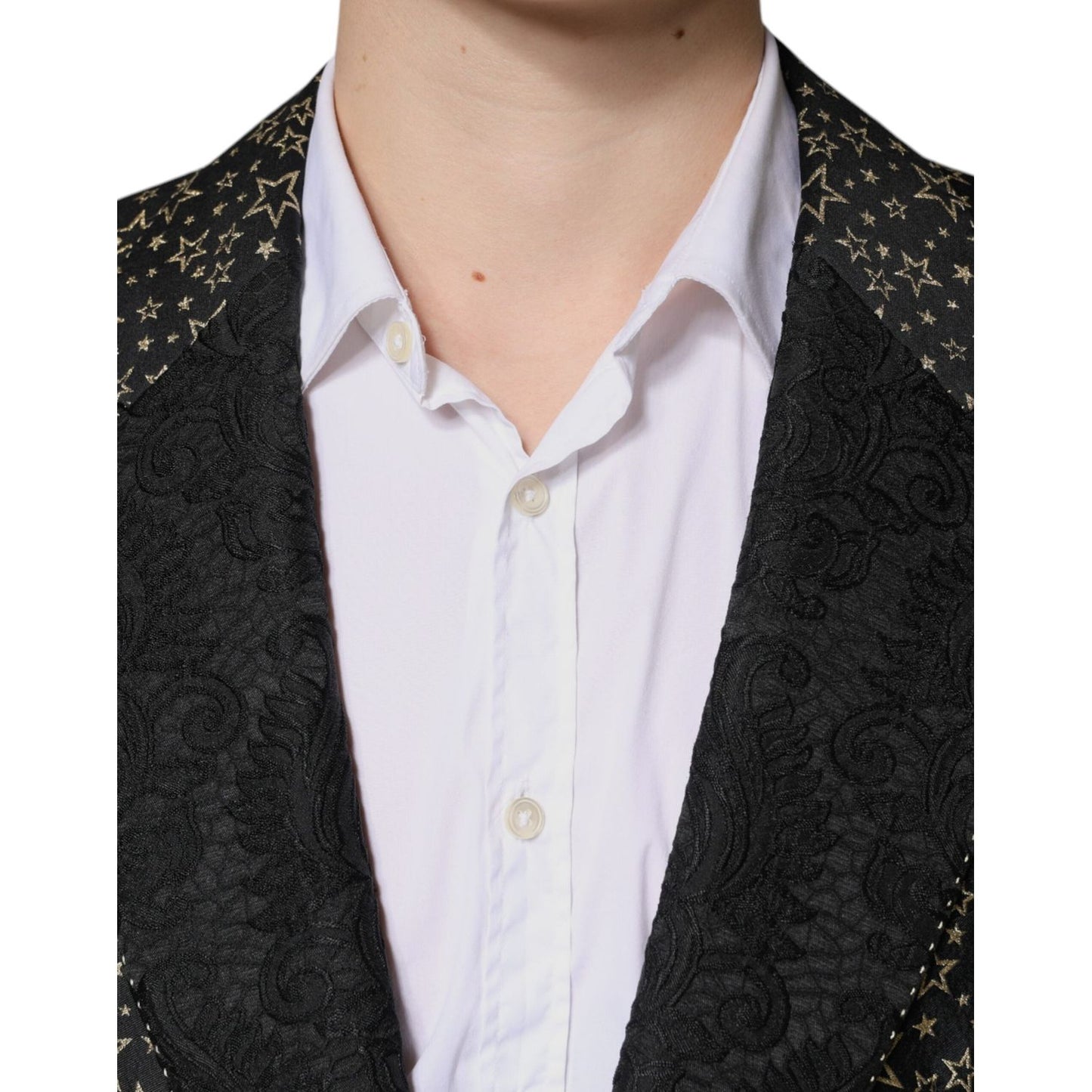 Dolce & Gabbana Black Stars Jacquard SICILIA 2 Piece Suit 1728,67345645728,Black,Dolce & Gabbana,IT44 | XS,IT46 | S,IT50 | L,IT52 | XL,Material: 72% Polyester 14% Metallized Fiber 9% Nylon 5% Acetate,Men,New with tags,Suits - Men - Clothing Dolce & Gabban