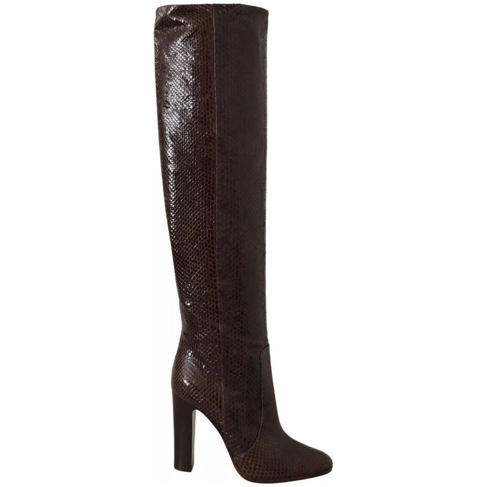 Dolce & Gabbana Brown Exotic Leather Heels High Boots Shoes