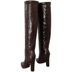 Dolce & Gabbana Brown Exotic Leather Heels High Boots Shoes