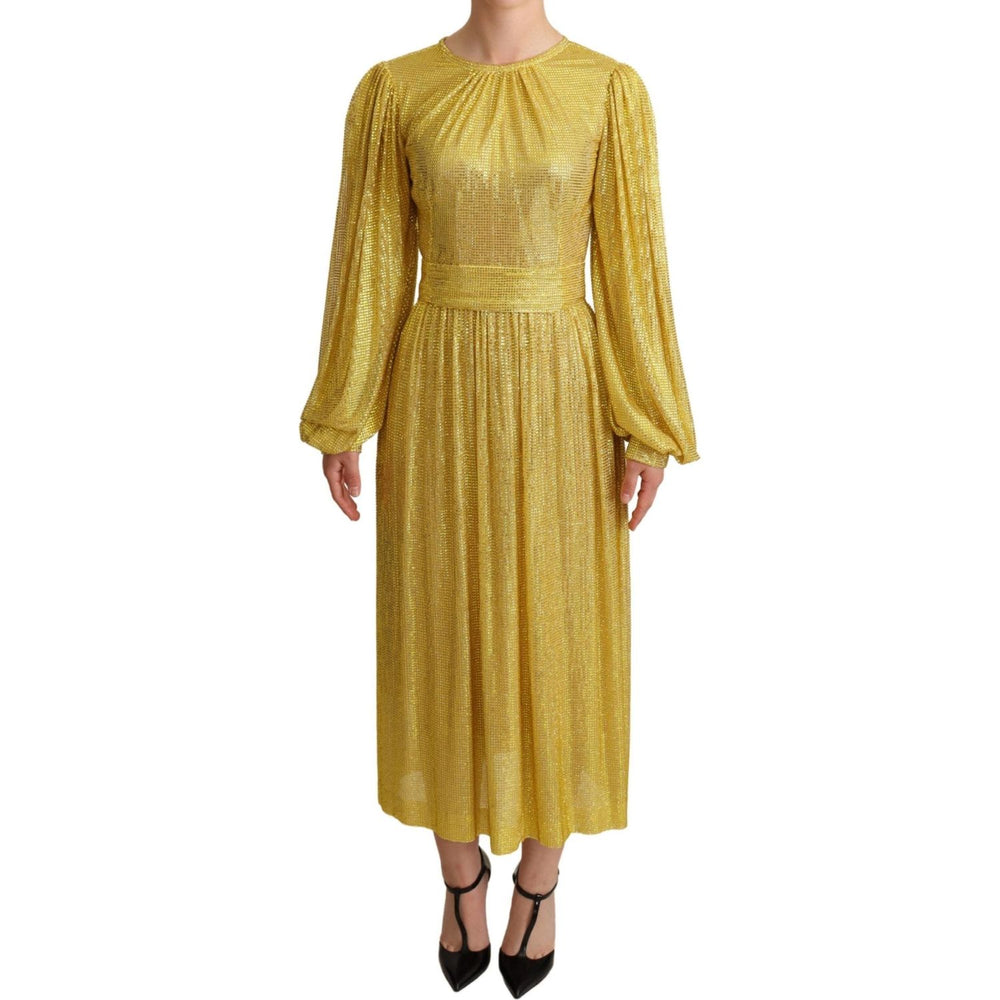 Dolce & Gabbana Dolce & Gabbana Crystal Embellished Pleated Maxi Dress DR2716 -38 1728,67345645728,Dolce & Gabbana,Dresses - Women - Clothing,IT38|XS,Material: 46% Cotton 27% Nylon 24% Elastane,New with tags,Women,Yellow