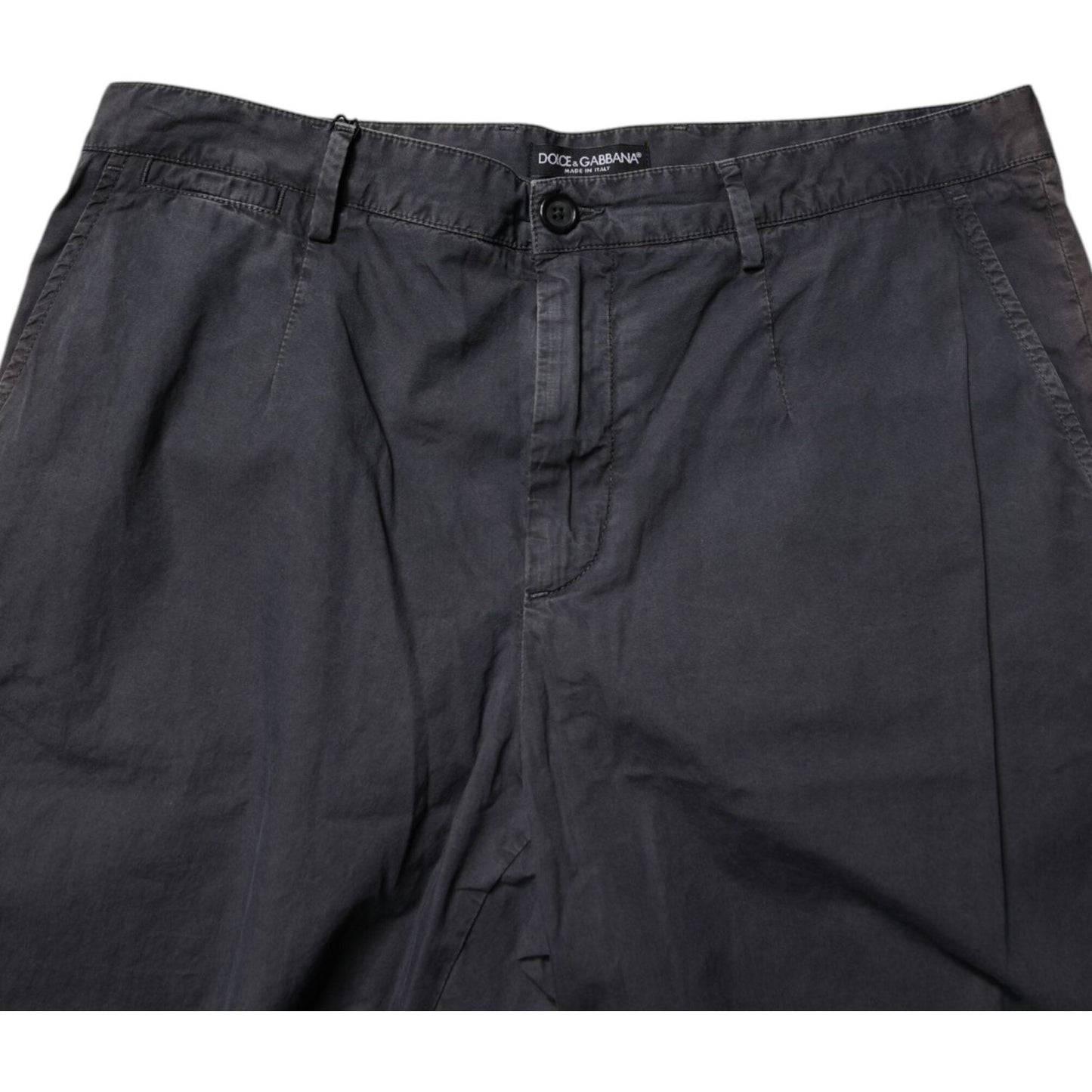 Dolce & Gabbana Dark Gray Cotton Mid Waist Men Bermuda Shorts