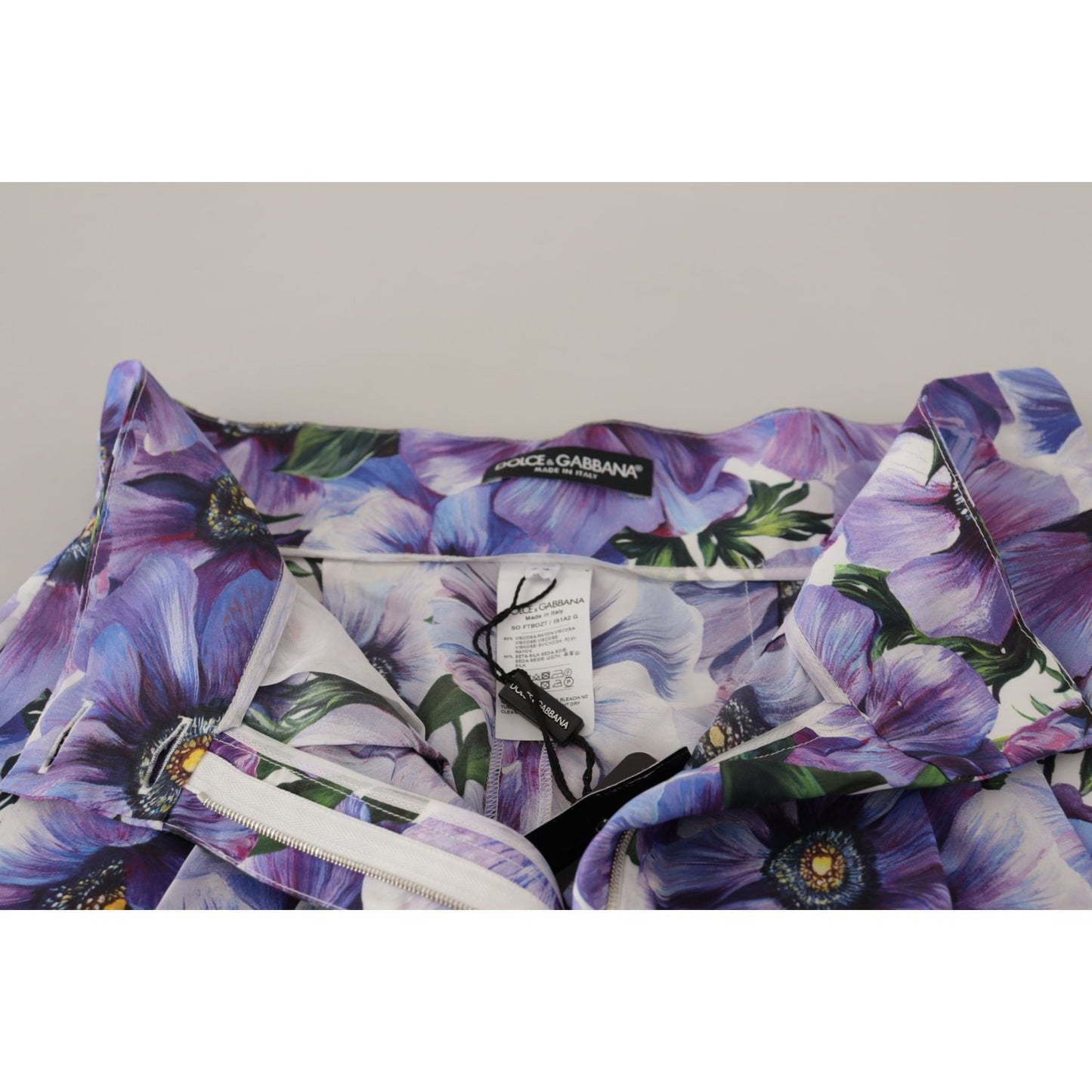 Dolce & Gabbana Elegant Floral High Waist Designer Shorts 1728,40% Silk,67345645728,Clothing,Dolce & Gabbana,IT42|M,Material: 60% Viscose,New with tags,Purple,Shorts - Women - Clothing,Women,Women - Clothing Dolce & Gabbana SKI1837- 42