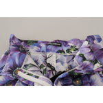 Dolce & Gabbana Elegant Floral High Waist Designer Shorts 1728,40% Silk,67345645728,Clothing,Dolce & Gabbana,IT42|M,Material: 60% Viscose,New with tags,Purple,Shorts - Women - Clothing,Women,Women - Clothing Dolce & Gabbana SKI1837- 42