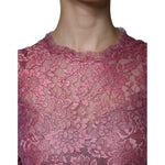 Dolce & Gabbana Fuchsia Floral Lace Long Sleeve Maxi Dress Dolce & Gabbana Rosy Brown