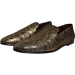 Dolce & Gabbana Dolce & Gabbana Gold Jacquard Flats Men Loafers Dress Shoes MV6574-44 1728,67345645728,Dolce & Gabbana,EU44/US11,Gold,Loafers - Men - Shoes,Material: 60% Acetate 40% Polyester,Men,Men - Shoes,Preowned / Defect,Shoes