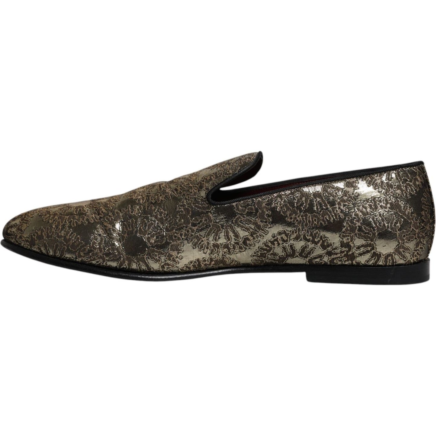 Dolce & Gabbana Dolce & Gabbana Gold Jacquard Flats Men Loafers Dress Shoes MV6574-44 1728,67345645728,Dolce & Gabbana,EU44/US11,Gold,Loafers - Men - Shoes,Material: 60% Acetate 40% Polyester,Men,Men - Shoes,Preowned / Defect,Shoes