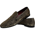 Dolce & Gabbana Dolce & Gabbana Gold Jacquard Flats Men Loafers Dress Shoes MV6574-44 1728,67345645728,Dolce & Gabbana,EU44/US11,Gold,Loafers - Men - Shoes,Material: 60% Acetate 40% Polyester,Men,Men - Shoes,Preowned / Defect,Shoes