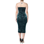 Dolce & Gabbana Green Silk Blend Satin Fitted Strapless Dress Dolce & Gabbana Dark Slate Gray