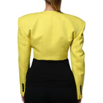 Dolce & Gabbana Lemon Yellow Wool Long Sleeves Cropped Coat Jacket 1728,67345645728,Clothing,Dolce & Gabbana,IT38 | XS,Jackets & Coats - Women - Clothing,Material: 100% Virgin Wool,New with tags,Women,Women - Clothing,Yellow Dolce & Gabbana JKT4186-38