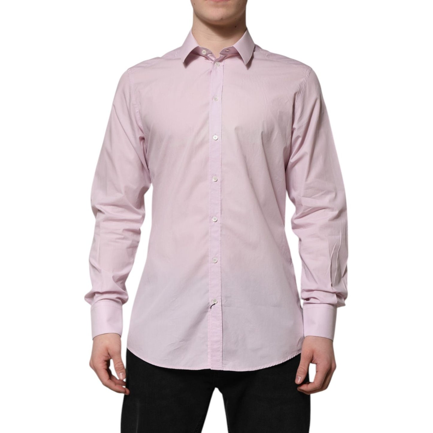 Dolce & Gabbana Dolce & Gabbana Pink Cotton GOLD Long Sleeves Dress Shirt TSH906904-41 1728,67345645728,Clothing,Dolce & Gabbana,IT41 | L,Material: 100% Cotton,Men,Men - Clothing,Pink,Preowned / Defect,Shirts - Men - Clothing