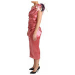 Dolce & Gabbana Pink Draped Midi Flower Applique Dress 1728,67345645728,Dolce & Gabbana,Dresses - Women - Clothing,IT46|XL,Material: 65% Acetate 29% Nylon 6% Elastane,Pink,Preowned / Defect,Women Dolce & Gabbana DR28030-46