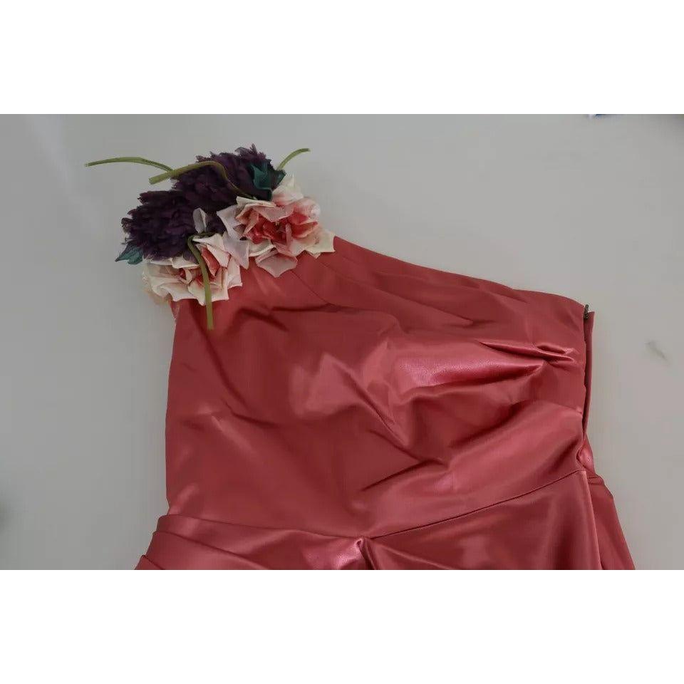 Dolce & Gabbana Pink Draped Midi Flower Applique Dress 1728,67345645728,Dolce & Gabbana,Dresses - Women - Clothing,IT46|XL,Material: 65% Acetate 29% Nylon 6% Elastane,Pink,Preowned / Defect,Women Dolce & Gabbana DR28030-46