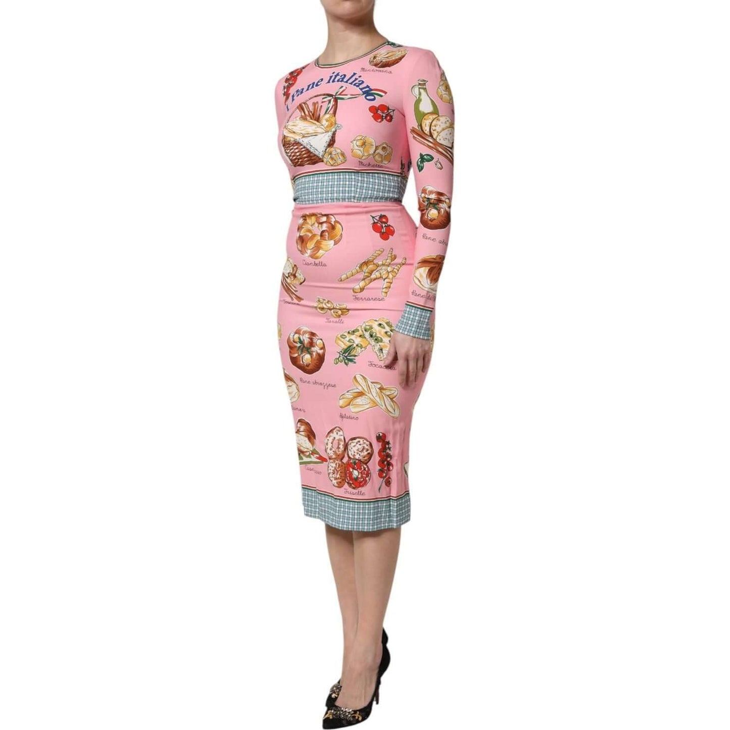 Dolce & Gabbana Pink Pastry Print Bodycon Sheath Midi Dress 1728,67345645728,Dolce & Gabbana,Dresses - Women - Clothing,IT36|XXS,IT38 | XS,IT40|S,IT42|M,IT44 | L,IT46|XL,IT48|XXL,Material: 95% Silk 5% Elastane,New with tags,Pink,Women Dolce & Gabbana DR81
