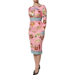 Dolce & Gabbana Pink Pastry Print Bodycon Sheath Midi Dress 1728,67345645728,Dolce & Gabbana,Dresses - Women - Clothing,IT36|XXS,IT38 | XS,IT40|S,IT42|M,IT44 | L,IT46|XL,IT48|XXL,Material: 95% Silk 5% Elastane,New with tags,Pink,Women Dolce & Gabbana DR81