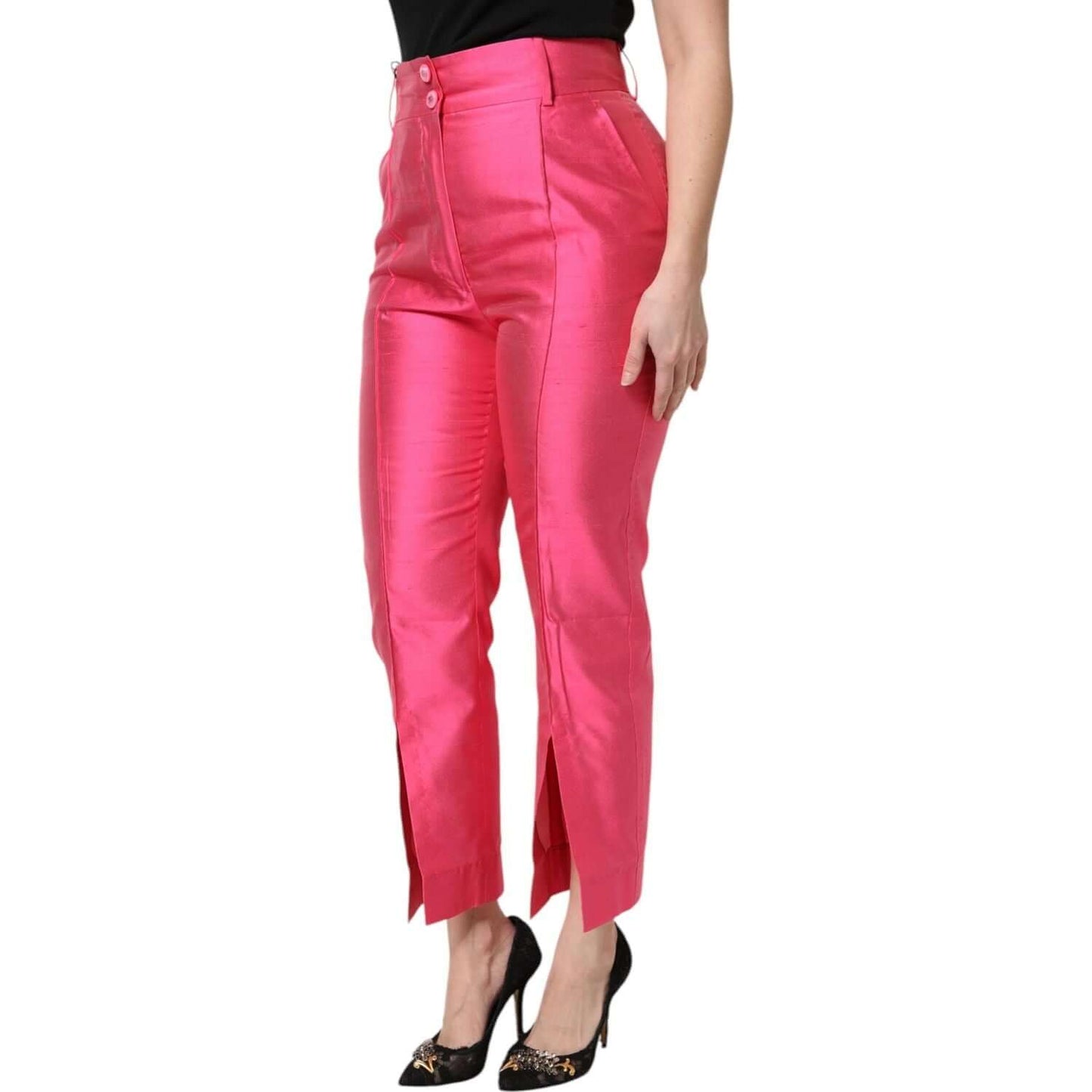 Dolce & Gabbana Pink Silk High Waist Tapered Pants 1728,67345645728,Dolce & Gabbana,IT36|XXS,IT38|XS,IT40|S,IT42|M,IT44 | L,IT46|XL,Jeans & Pants - Women - Clothing,Material: 100% Silk,New with tags,Pink,Women Dolce & Gabbana PAN76316-36