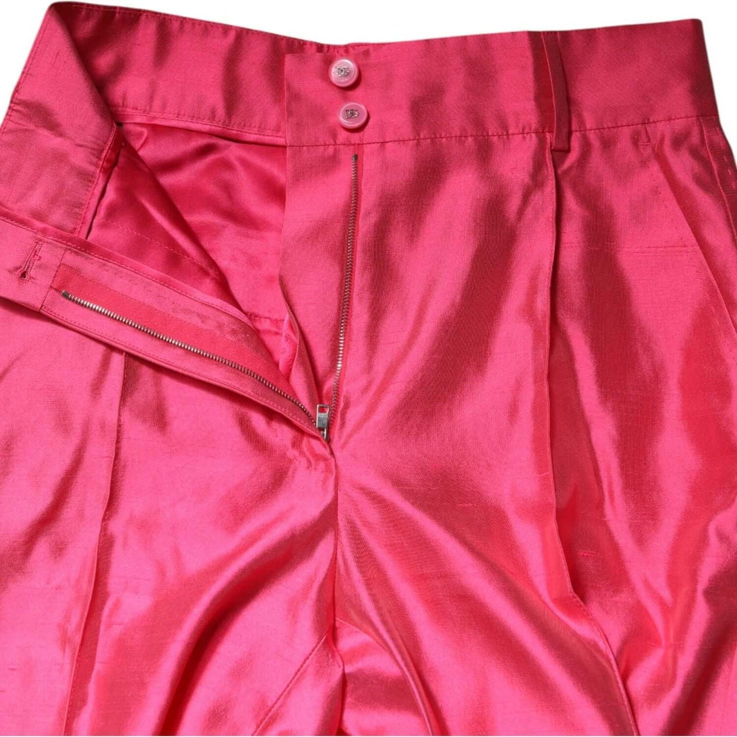 Dolce & Gabbana Pink Silk High Waist Tapered Pants 1728,67345645728,Dolce & Gabbana,IT36|XXS,IT38|XS,IT40|S,IT42|M,IT44 | L,IT46|XL,Jeans & Pants - Women - Clothing,Material: 100% Silk,New with tags,Pink,Women Dolce & Gabbana PAN76316-36