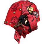 Dolce & Gabbana Dolce & Gabbana Red Crystal Gold Roses Brooch Embellished Hat HAT9652 1728,67345645728,Accessories,Dolce & Gabbana,Hat - Women - Accessories,Material: 60% Wool 13% Cotton 9% Viscose 8% Acetate 4% Polyester 4% Nylon 2% Silk,Preowned / Defec