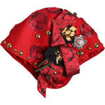 Dolce & Gabbana Dolce & Gabbana Red Crystal Gold Roses Brooch Embellished Hat HAT9652 1728,67345645728,Accessories,Dolce & Gabbana,Hat - Women - Accessories,Material: 60% Wool 13% Cotton 9% Viscose 8% Acetate 4% Polyester 4% Nylon 2% Silk,Preowned / Defec
