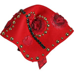 Dolce & Gabbana Dolce & Gabbana Red Crystal Gold Roses Brooch Embellished Hat HAT9652 1728,67345645728,Accessories,Dolce & Gabbana,Hat - Women - Accessories,Material: 60% Wool 13% Cotton 9% Viscose 8% Acetate 4% Polyester 4% Nylon 2% Silk,Preowned / Defec