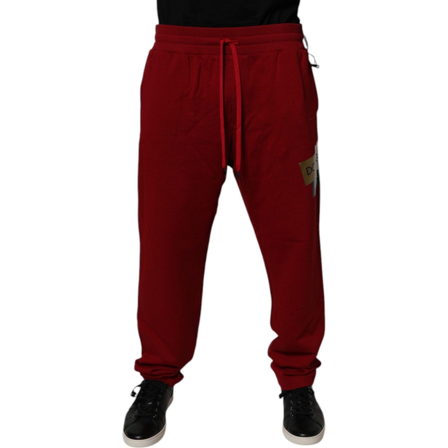 Dolce & Gabbana Red Logo Tape Cotton Jogger Sweatpants Pants