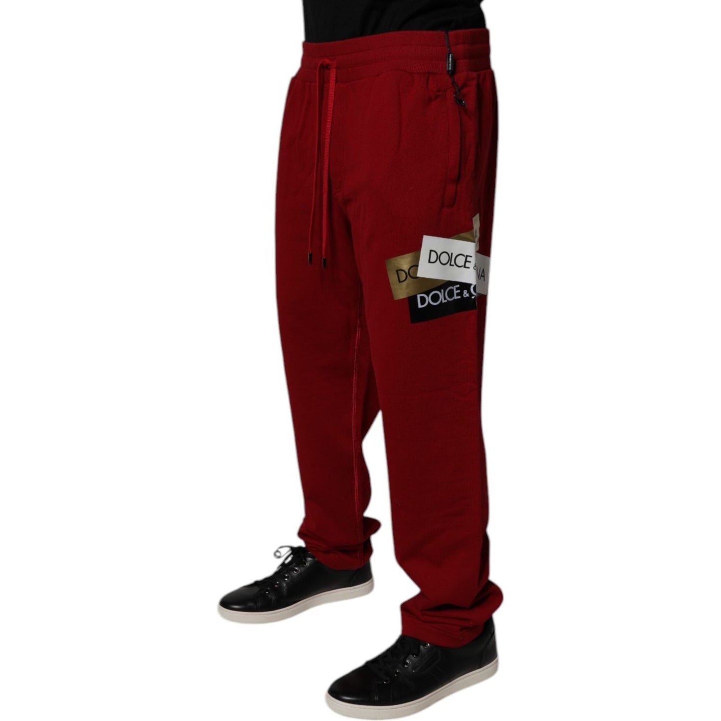 Dolce & Gabbana Red Logo Tape Cotton Jogger Sweatpants Pants