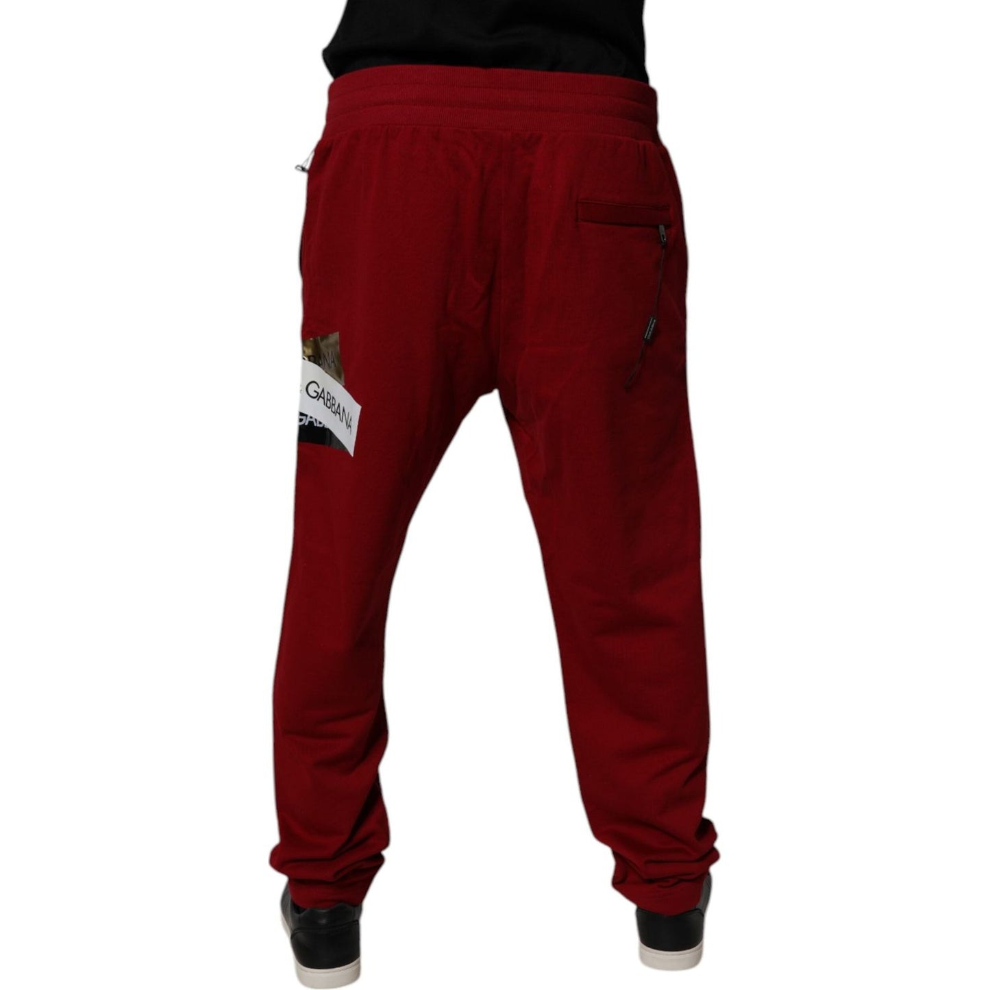 Dolce & Gabbana Red Logo Tape Cotton Jogger Sweatpants Pants