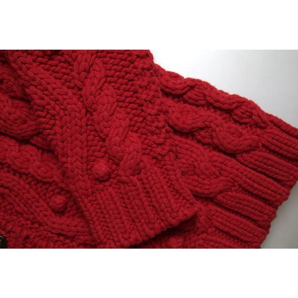 Dolce & Gabbana Dolce & Gabbana Red Wool Knit Button Down Cardigan Sweater JKT3569-42 1728,67345645728,Dolce & Gabbana,IT42|M,Material: 100% Virgin Wool,Preowned / Defect,Red,Sweaters - Women - Clothing,Women