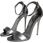 Dolce & Gabbana Dolce & Gabbana Silver KEIRA Heels Ankle Strap Sandals Shoes LA11339-40 1728,67345645728,Dolce & Gabbana,EU40/US9.5,Material: 100% Lamb Leather,Preowned / Defect,Sandals - Women - Shoes,Silver,Women