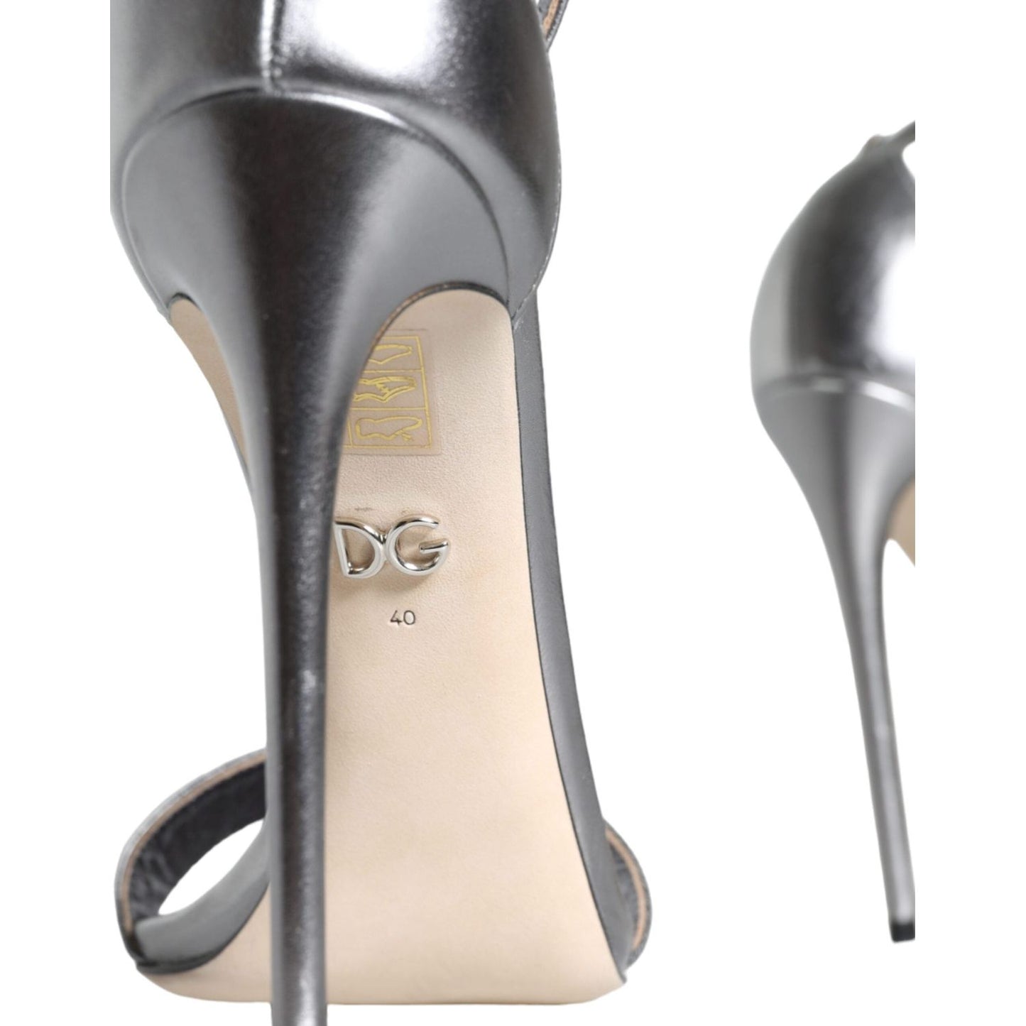 Dolce & Gabbana Dolce & Gabbana Silver KEIRA Heels Ankle Strap Sandals Shoes LA11339-40 1728,67345645728,Dolce & Gabbana,EU40/US9.5,Material: 100% Lamb Leather,Preowned / Defect,Sandals - Women - Shoes,Silver,Women