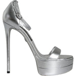 Dolce & Gabbana Silver KEIRA Heels Ankle Strap Sandals Shoes Dolce & Gabbana Dark Gray